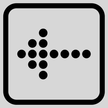 Noktalı ok sol vektör simgesi bir çerçeve içinde