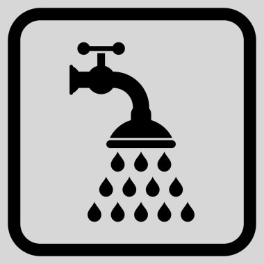 Duş musluk vektör simgesi bir çerçeve içinde