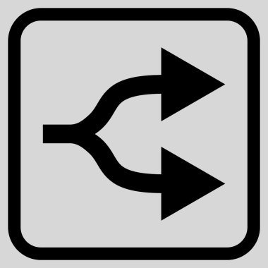 Split okları doğru vektör simgesi bir çerçeve içinde