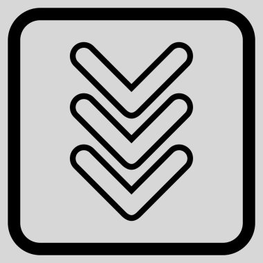 İşaretçi vektör simgesi bir çerçeve içinde aşağı üçlü