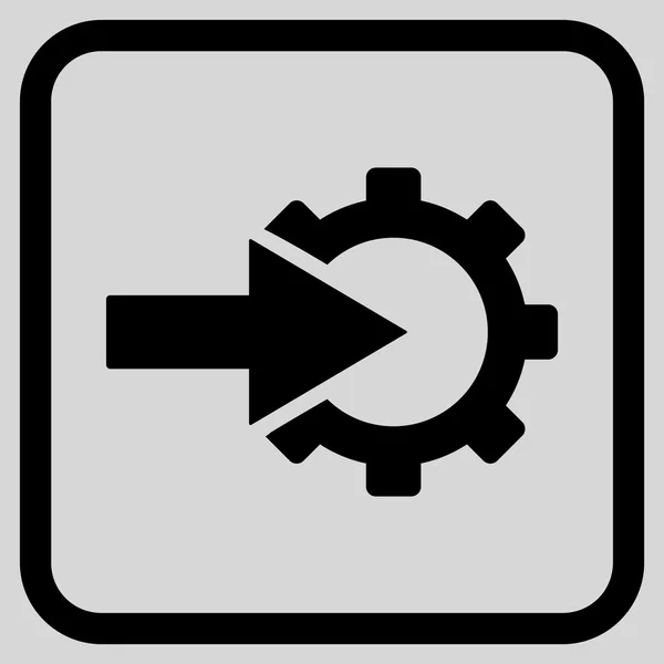 Icône vectorielle d'intégration de rouage dans un cadre — Image vectorielle