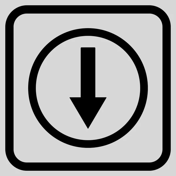 Icono de vector de flecha redondeada hacia abajo en un marco — Archivo Imágenes Vectoriales