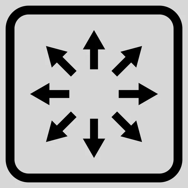 Icône vectorielle de flèches radiales dans un cadre — Image vectorielle