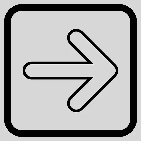Abgerundeter Pfeil rechtes Vektorsymbol in einem Rahmen — Stockvektor