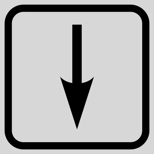 Flecha aguda hacia abajo Vector icono en un marco — Vector de stock