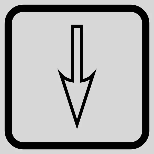 Flecha aguda hacia abajo Vector icono en un marco — Archivo Imágenes Vectoriales
