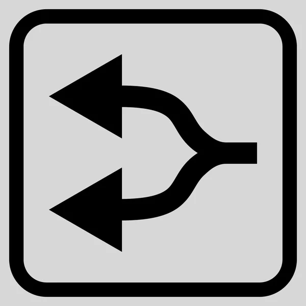 Flèches divisées Icône vectorielle gauche dans un cadre — Image vectorielle