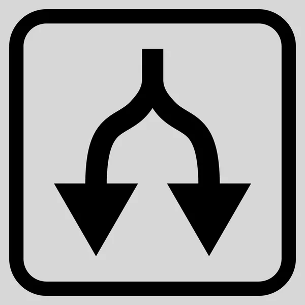 Split Pfeile nach unten Vektor-Symbol in einem Rahmen — Stockvektor