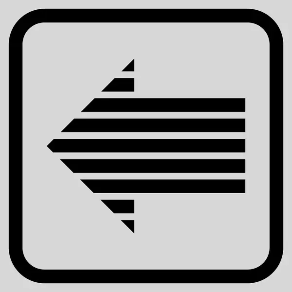 Streifenpfeil linkes Vektorsymbol in einem Rahmen — Stockvektor