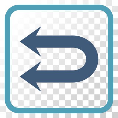 Çift sol ok vektör simgesi bir çerçeve içinde