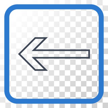 Ok sol vektör simgesi bir çerçeve içinde