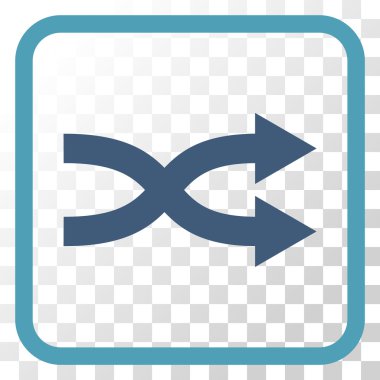 Shuffle okları doğru vektör simgesi bir çerçeve içinde