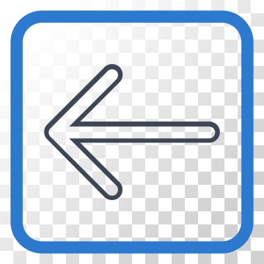 Ok sol vektör simgesi bir çerçeve içinde