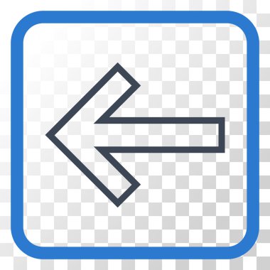 Ok sol vektör simgesi bir çerçeve içinde