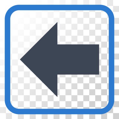 Ok sol vektör simgesi bir çerçeve içinde