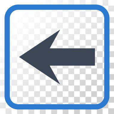 Ok sol vektör simgesi bir çerçeve içinde