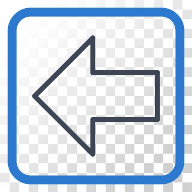 Ok sol vektör simgesi bir çerçeve içinde