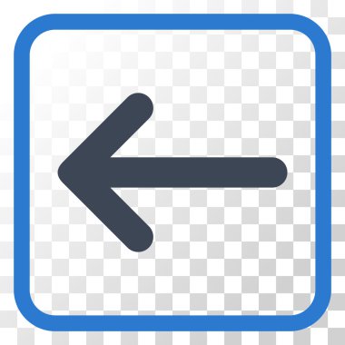 Ok sol vektör simgesi bir çerçeve içinde