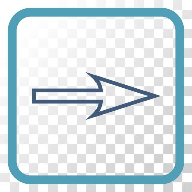 Keskin ok doğru vektör simgesi bir çerçeve içinde