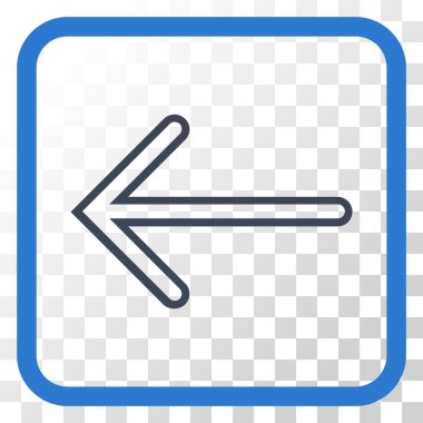 Ok sol vektör simgesi bir çerçeve içinde