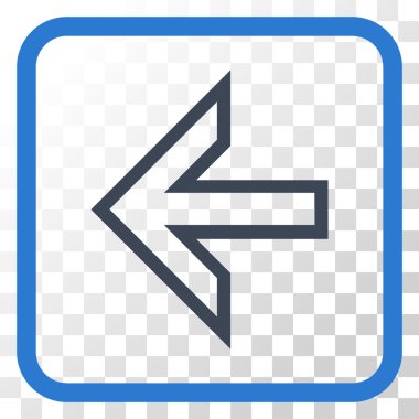 Ok sol vektör simgesi bir çerçeve içinde