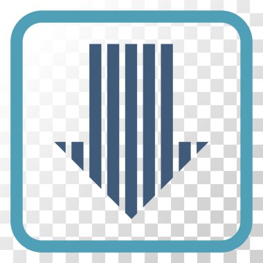 Vektör simgesi bir çerçeve içinde aşağı çizgili ok