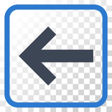 Ok sol vektör simgesi bir çerçeve içinde