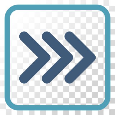 Ok ucu doğru vektör simgesi bir çerçeve içinde üçlü