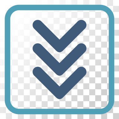 Vektör simgesi bir çerçeve içinde aşağı çift ok ucu