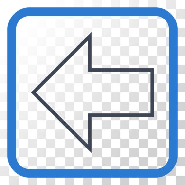 Ok sol vektör simgesi bir çerçeve içinde