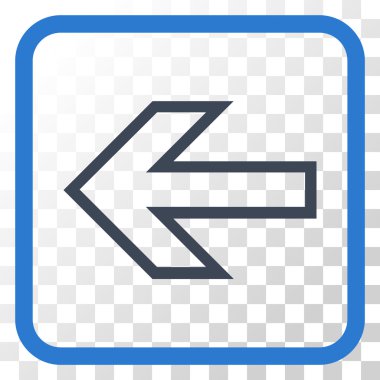 Ok sol vektör simgesi bir çerçeve içinde