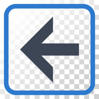 Ok sol vektör simgesi bir çerçeve içinde