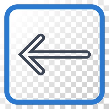 Ok sol vektör simgesi bir çerçeve içinde