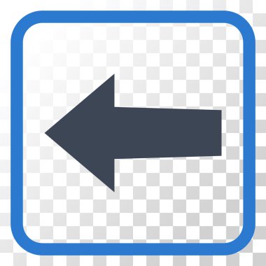 Ok sol vektör simgesi bir çerçeve içinde