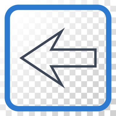 Ok sol vektör simgesi bir çerçeve içinde