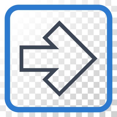 Ok sağ vektör simgesi bir çerçeve içinde