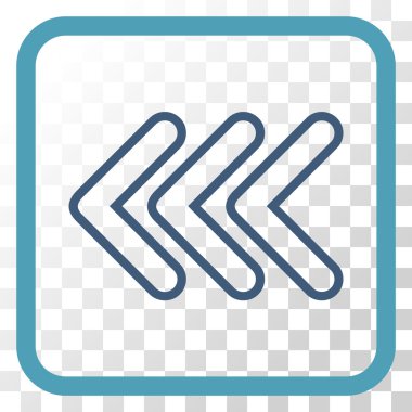 İşaretçi sol vektör simgesi bir çerçeve içinde üçlü