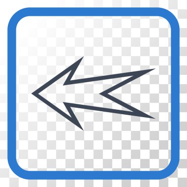 Ok sol vektör simgesi bir çerçeve içinde