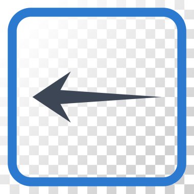 Ok sol vektör simgesi bir çerçeve içinde