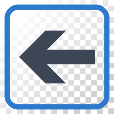 Ok sol vektör simgesi bir çerçeve içinde