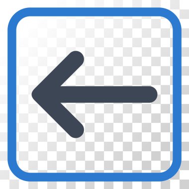 Ok sol vektör simgesi bir çerçeve içinde