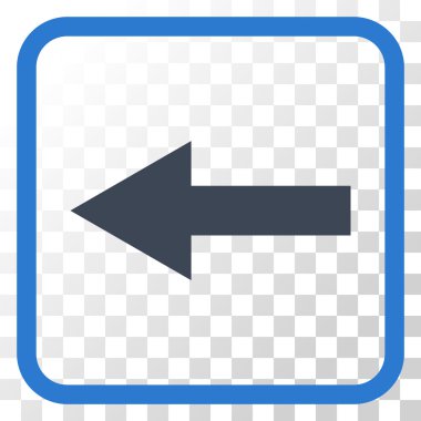 Ok sol vektör simgesi bir çerçeve içinde