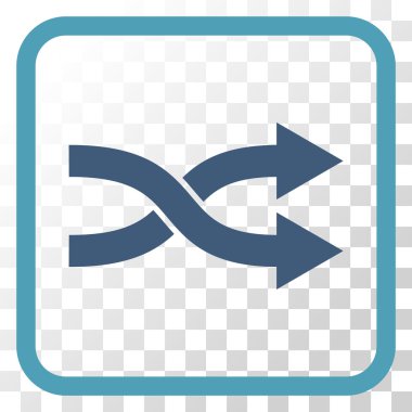 Shuffle okları doğru vektör simgesi bir çerçeve içinde