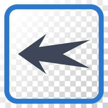 Ok sol vektör simgesi bir çerçeve içinde