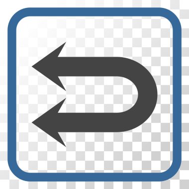 Çift sol ok vektör simgesi bir çerçeve içinde