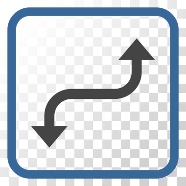 Tam tersi ok vektör simgesi bir çerçeve içinde kavisli