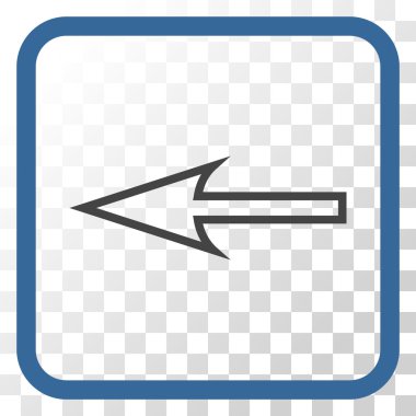 Keskin ok sol vektör simgesi bir çerçeve içinde