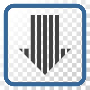 Vektör simgesi bir çerçeve içinde aşağı çizgili ok