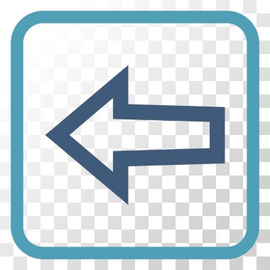 Ok sol vektör simgesi bir çerçeve içinde