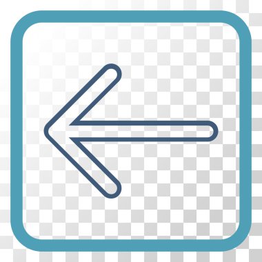 Ok sol vektör simgesi bir çerçeve içinde